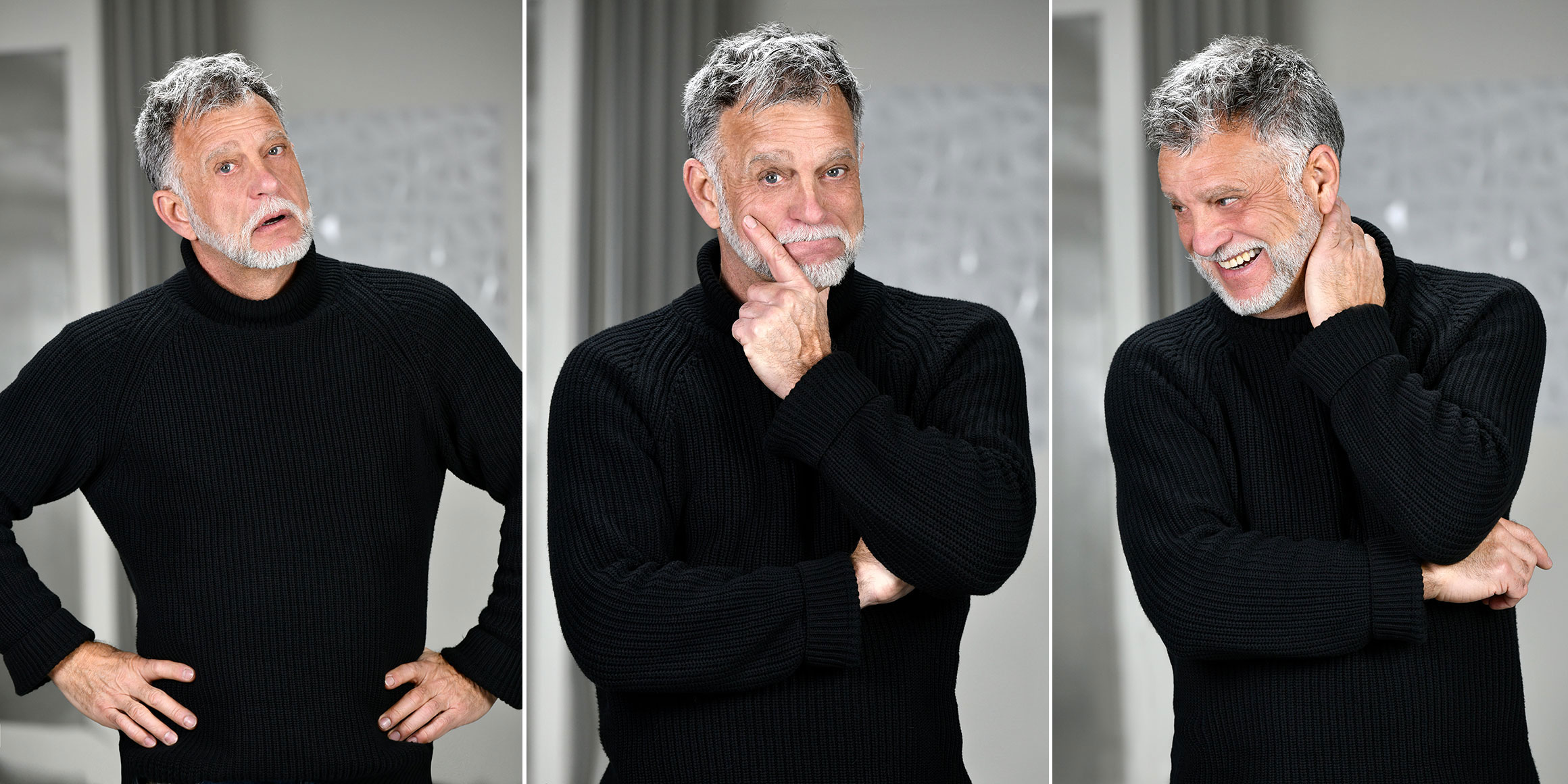 Bestager-, Classic-, Senior-, 50+ Model Michael Diehl Fotomodell aus Esslingen bei Stuttgart mit lustigen Gesichtsausdrücken 12