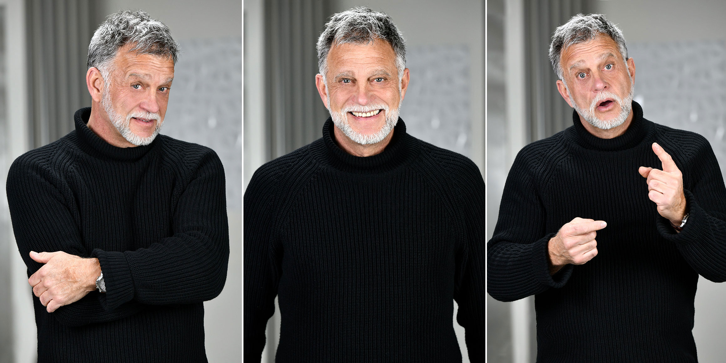 Bestager-, Classic-, Senior-, 50+ Model Michael Diehl Fotomodell aus Esslingen bei Stuttgart mit lustigen Gesichtsausdrücken 18