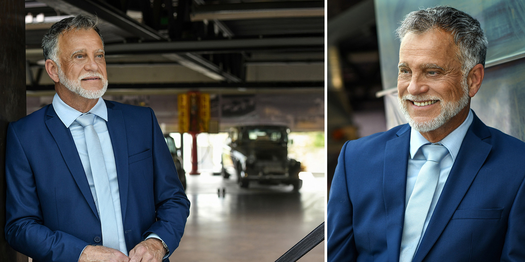 Bestager-, Classic-, Senior-, 50+ Model Michael Diehl Fotomodell aus Esslingen bei Stuttgart mit Lifestyle Unternehmer Oldtimer-Museum