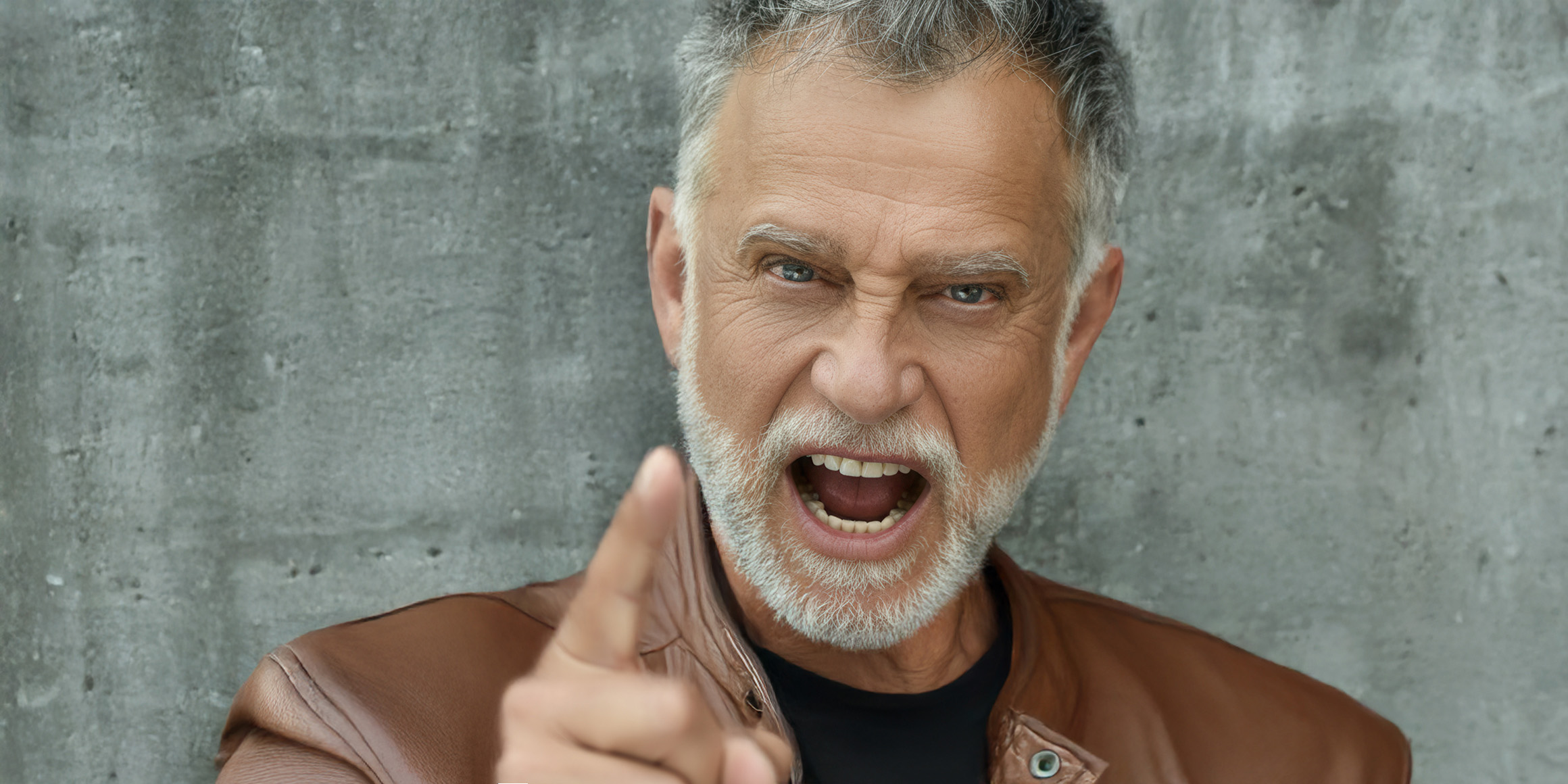 Fotomodell, Bestager-, Classic-, Senior-, 50+ Model Michael Diehl aus Esslingen bei Stuttgart mit Head böse schreinend